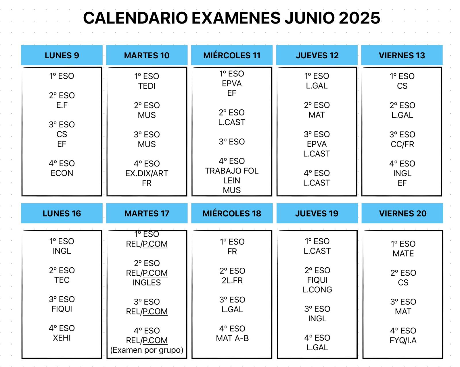 Exames finais da ESO